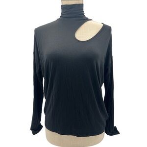 Express One Eleven Cutout High Neck 3/4 Sleeve Turtleneck Black Top Size XS